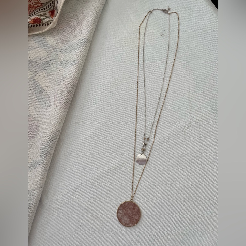 Elegant Gold and Silver and mauve Layered Necklace